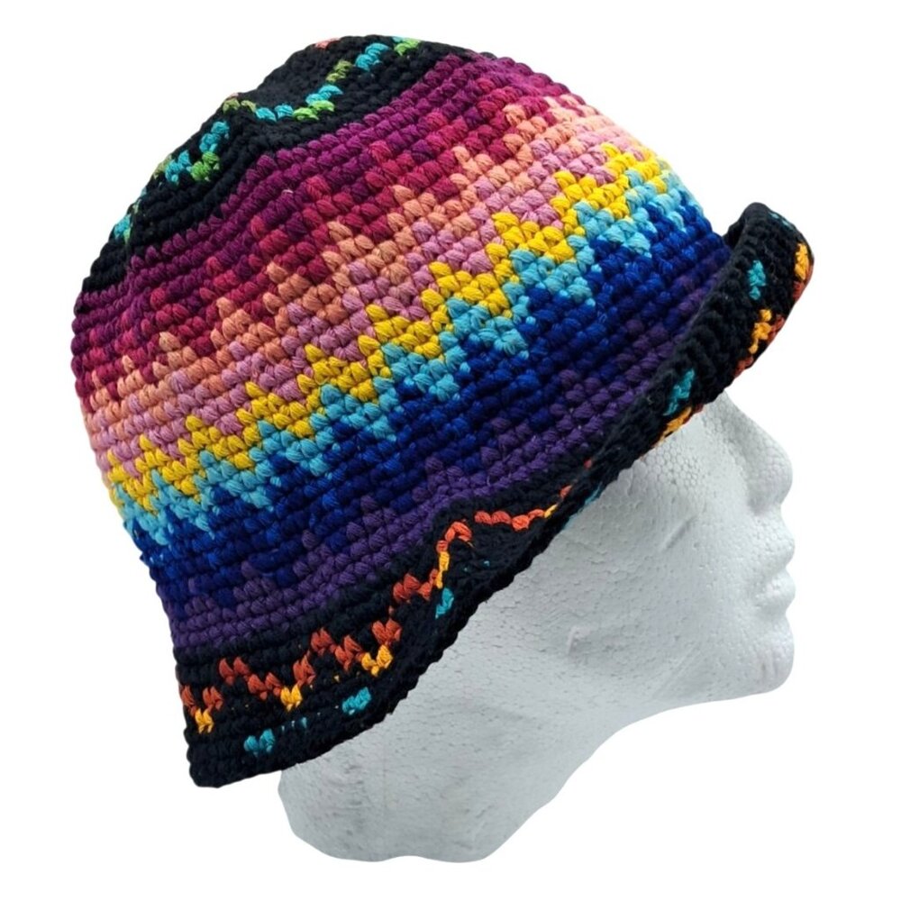 Crochet Bucket Hat Trippy Rainbow Wave Bold Streetwear Staple